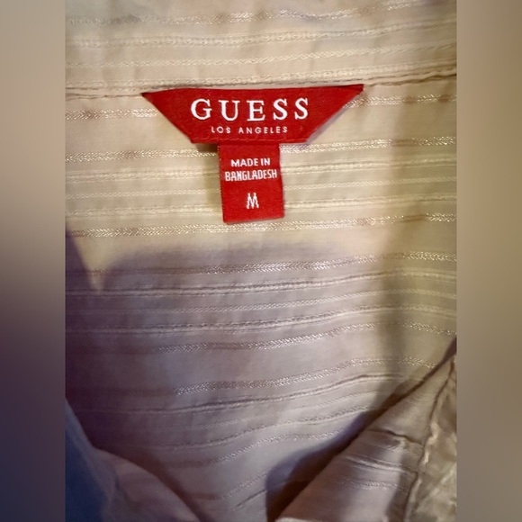 Guess Mixed Texture Button Down Blouse Size Medium - Picture 7 of 8
